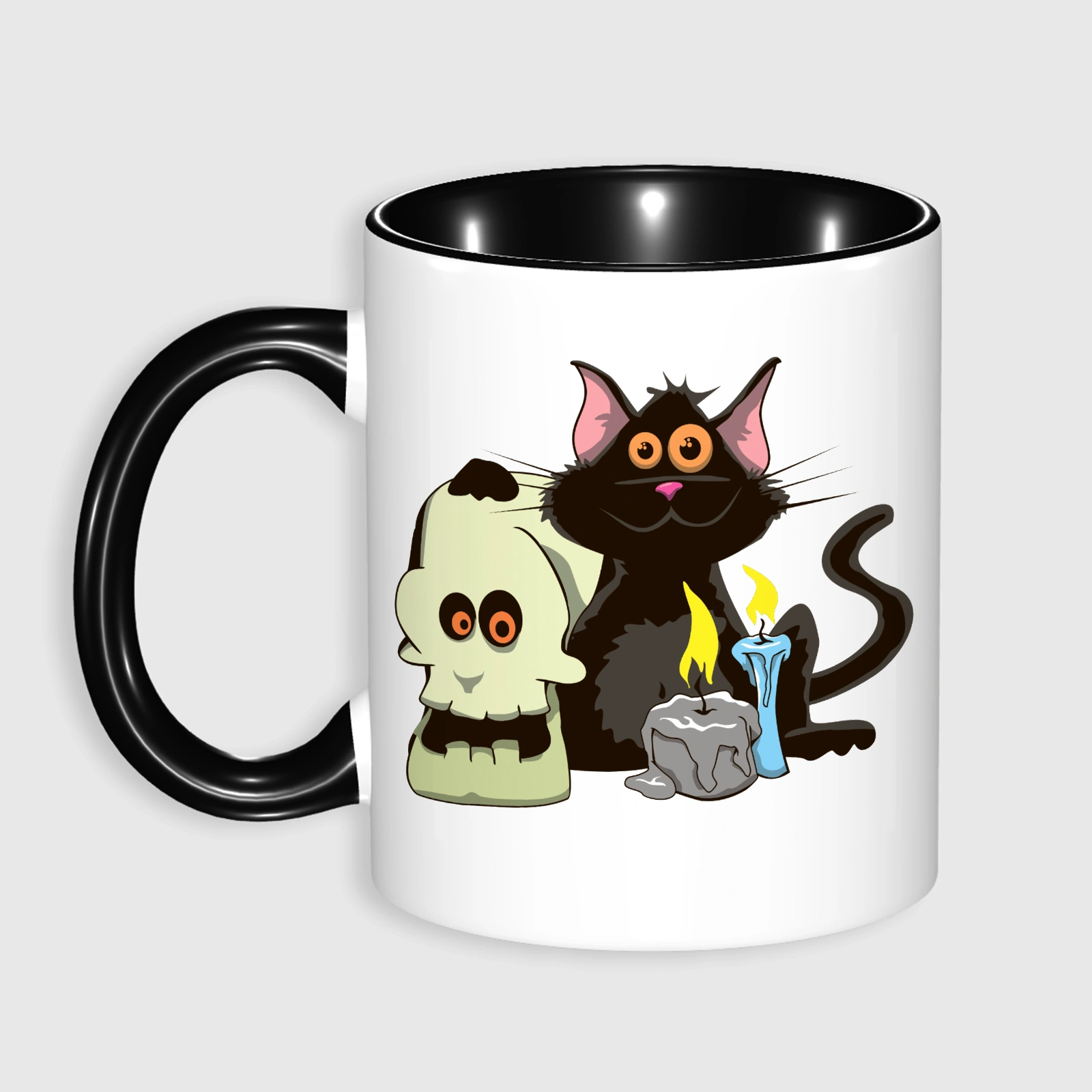 Spooky Black Cat Halloween Accent Coffee Mug for Cat Lovers