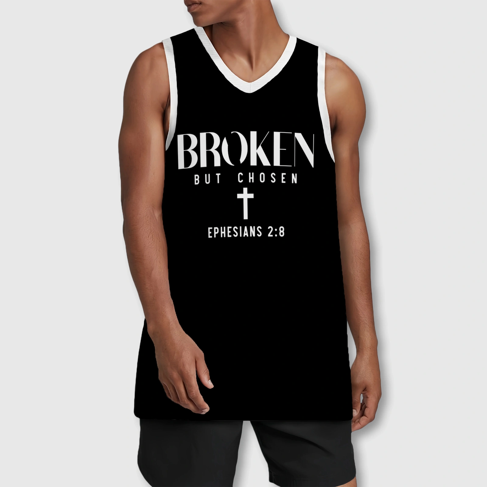 Broken But Chosen Christian Basketball Tank for Men Daily Use