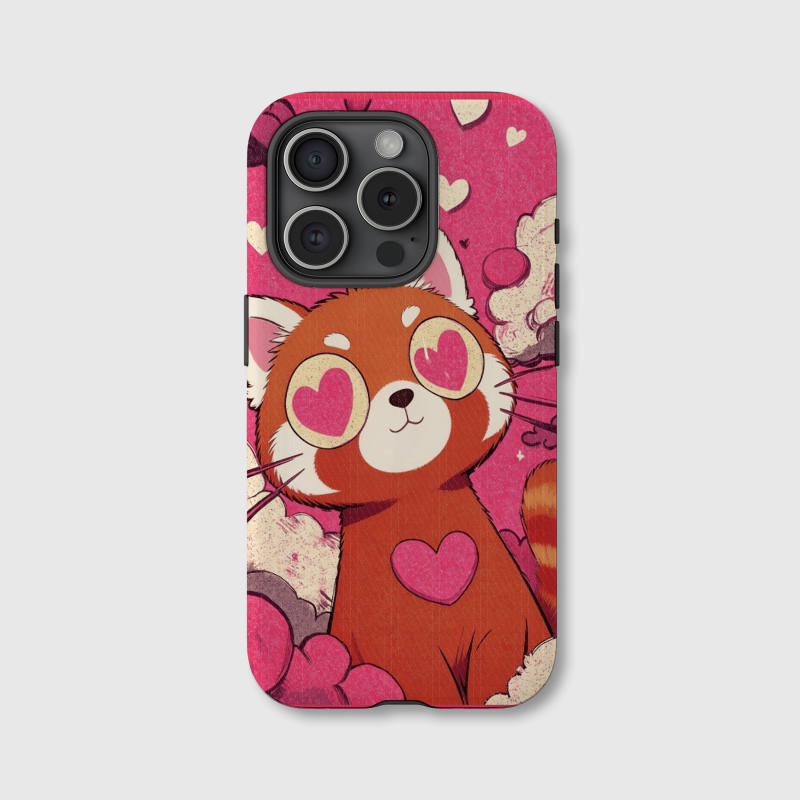 Cute Heart Red Panda Magnetic iPhone Case for Girlfriend Valentine's Day & Birthday Gifts