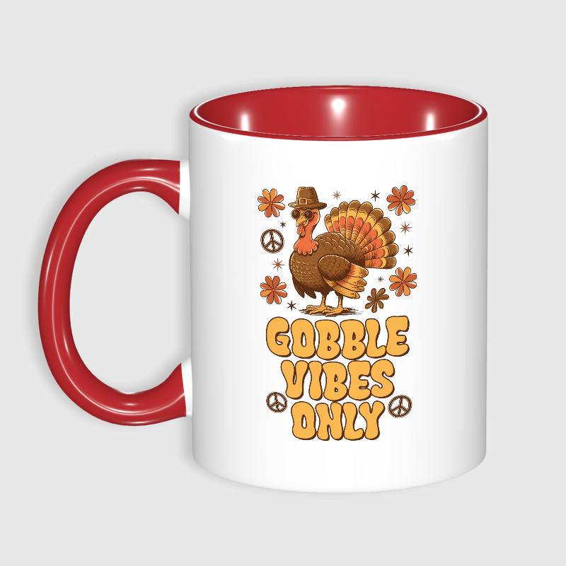 Gobble Vibes Turkey 11oz Mug for Thanksgiving Gift