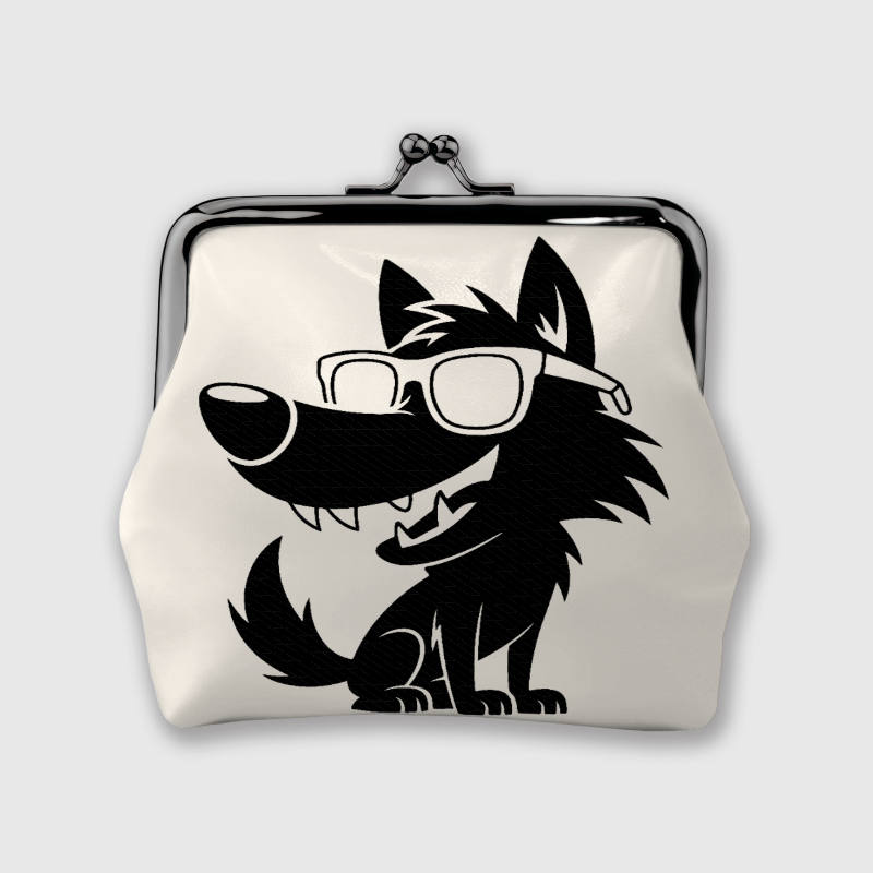 Cool Wolf Print Kiss-Lock Coin Purse for Pet Lovers Daily Use