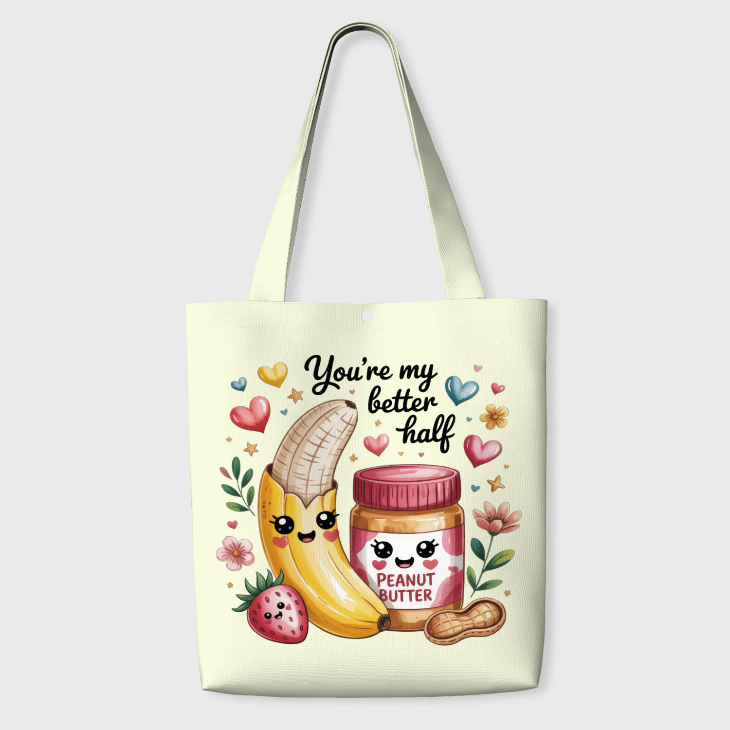 Cute Banana Peanut Butter Tote Bag for Couples Valentine Gift