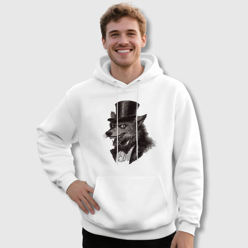 Vintage Top Hat Wolf Hoodie for Pet Lovers Halloween Gift