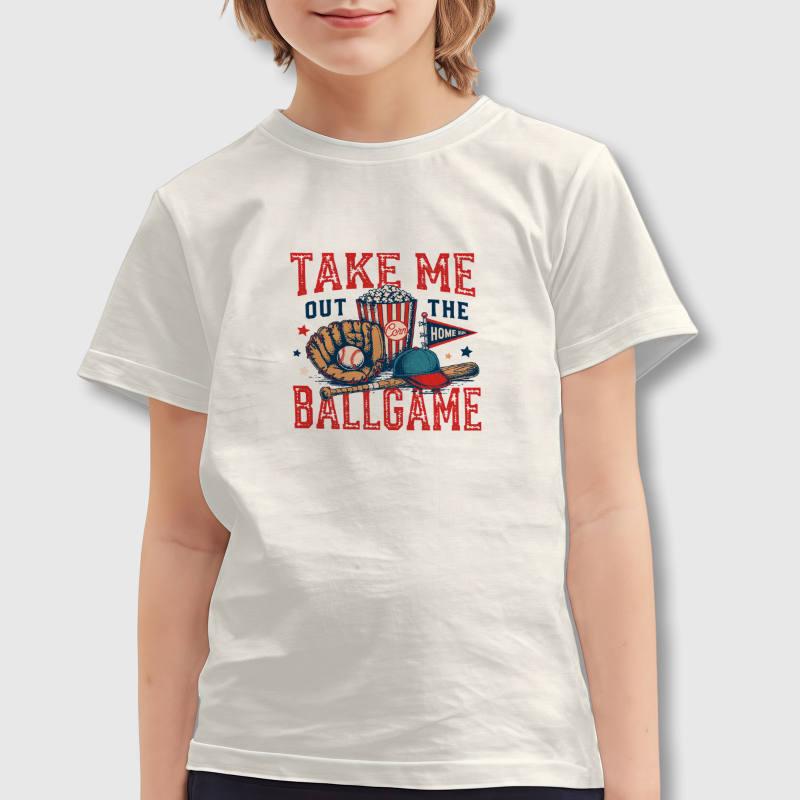 Retro Baseball Print Kids T-Shirt for Game Day Gift