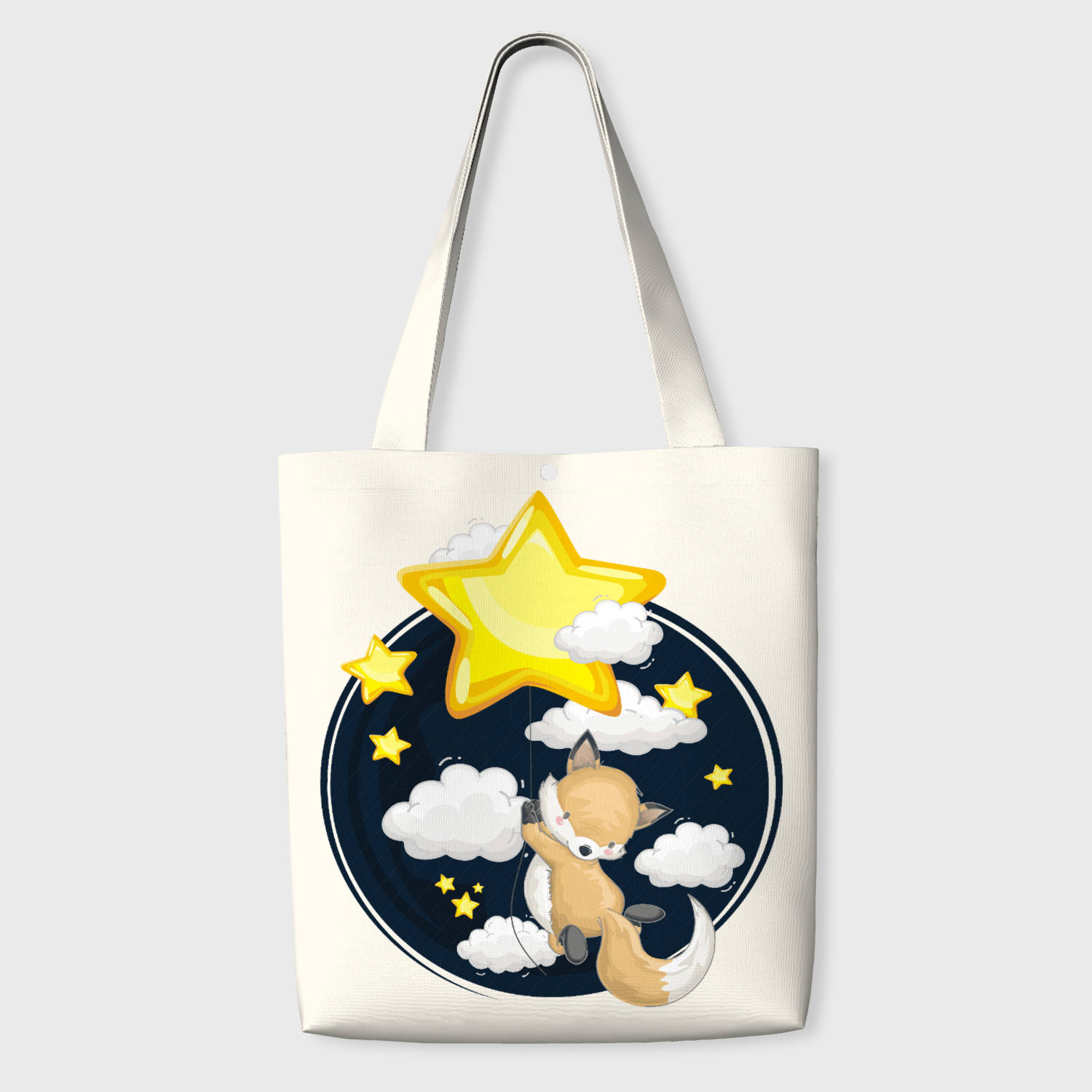 Cute Fox Star Canvas Tote Bag for Kids Back to School Gift