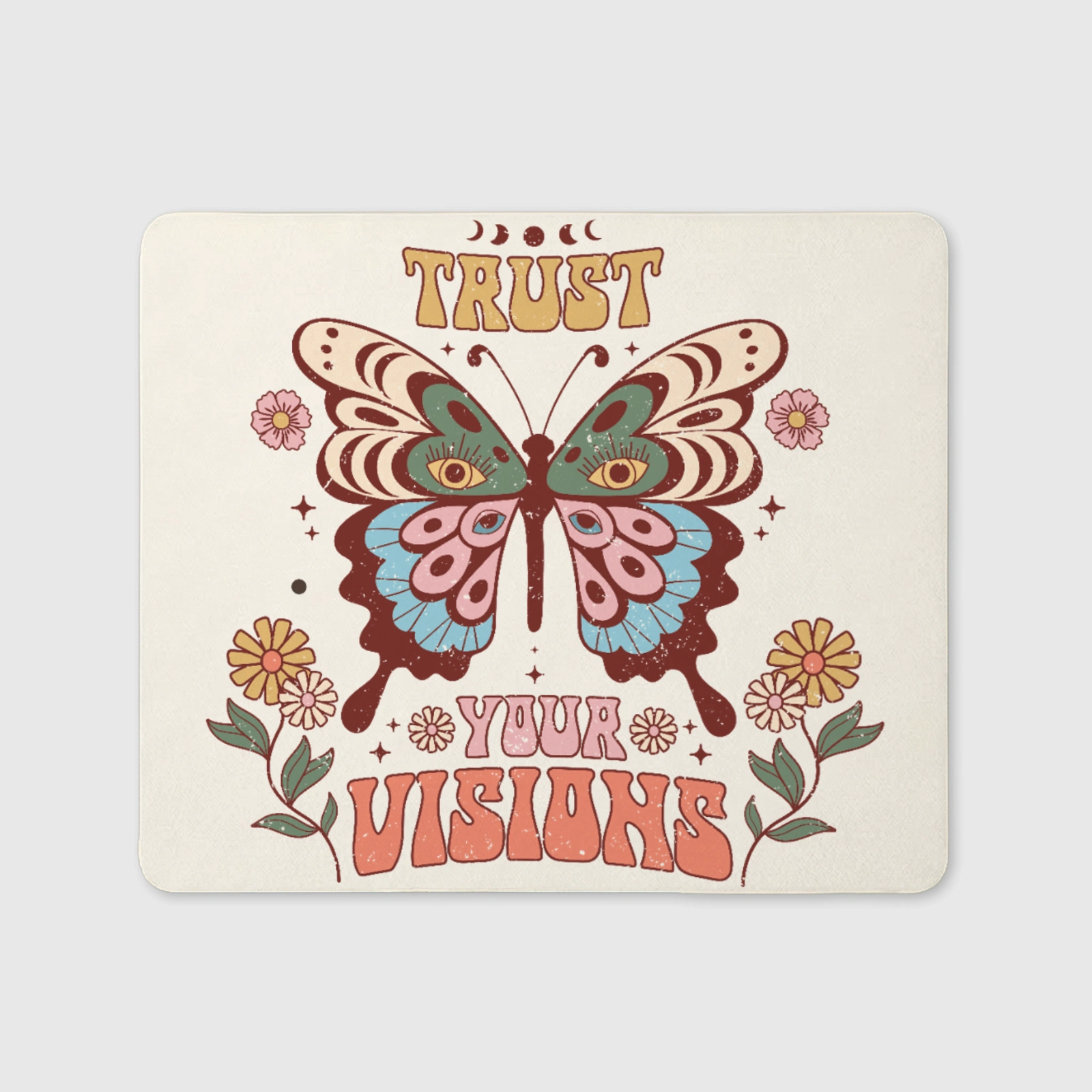 Retro Trust Your Visions Butterfly Mouse Pad for Daily Gifting
