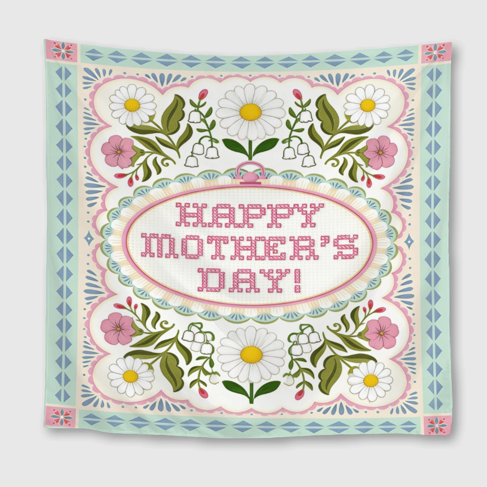 Floral Happy Mother's Day Towel for Mom Gift