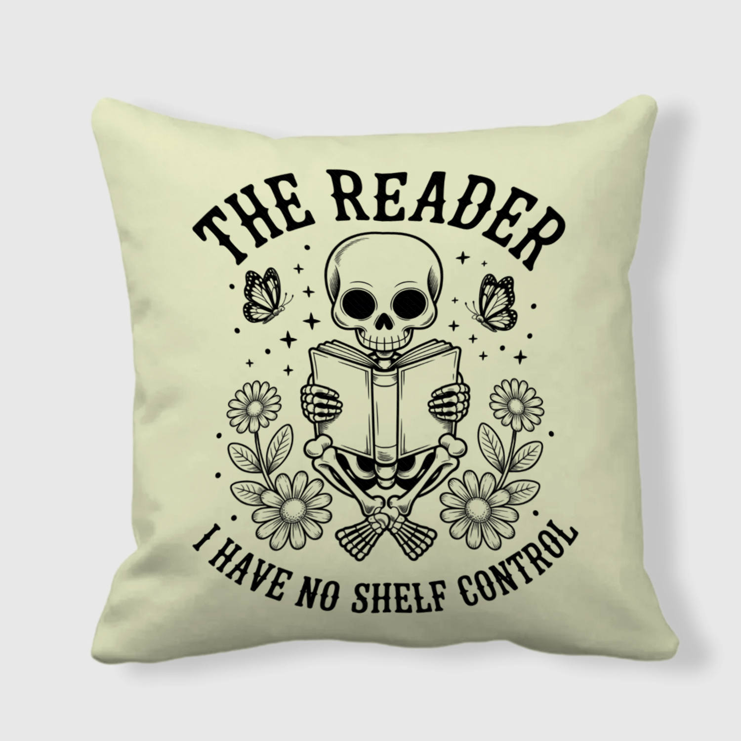 Funny Skeleton Reader Pillow for Book Lover Gift