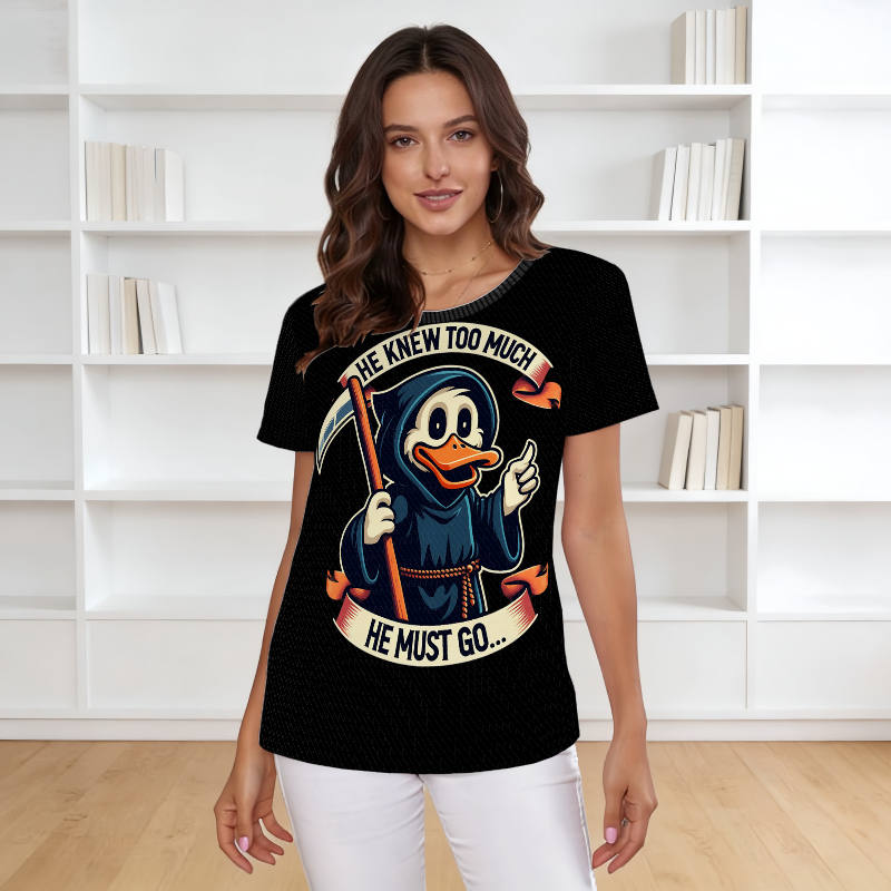 Funny Grim Reaper Duck Women's T-Shirt for Casual Gift