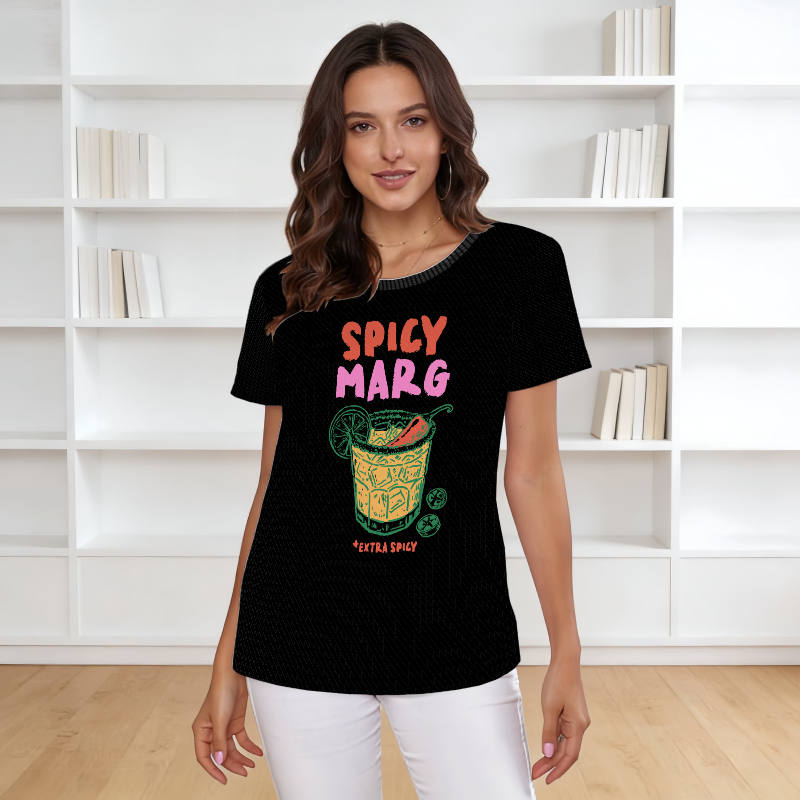 Spicy Margarita Graphic T-Shirt for Women Summer Casual Wear