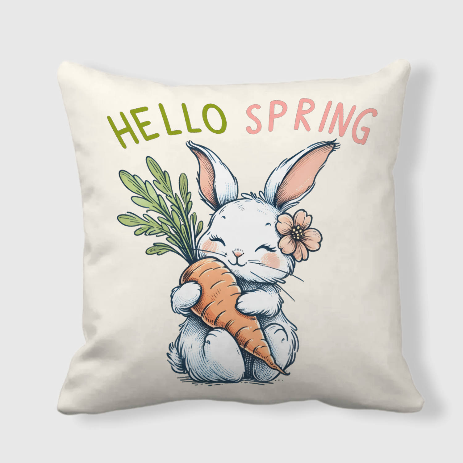 Cute Spring Bunny Throw Pillow for Bunny Lovers Easter Decor