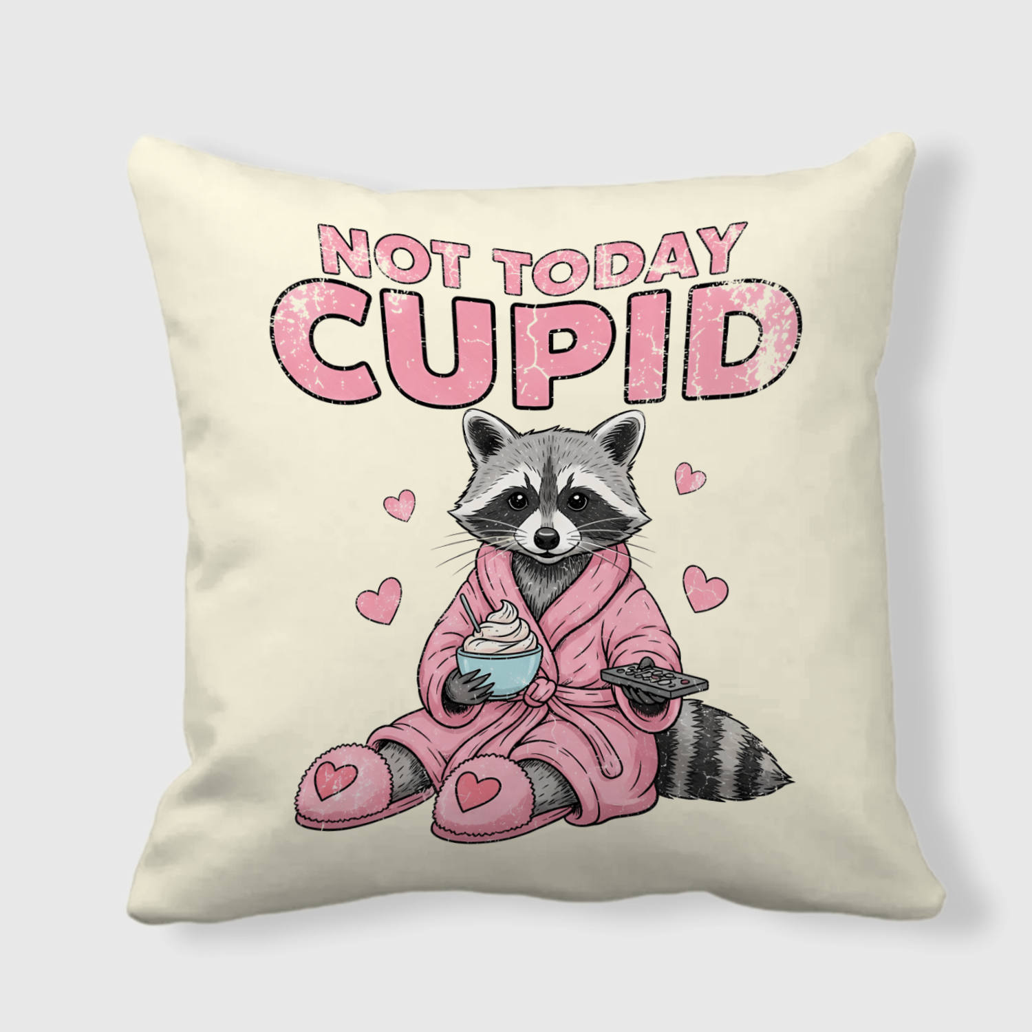 Funny Raccoon Cupid Quote Throw Pillow for Valentine's Day Gift