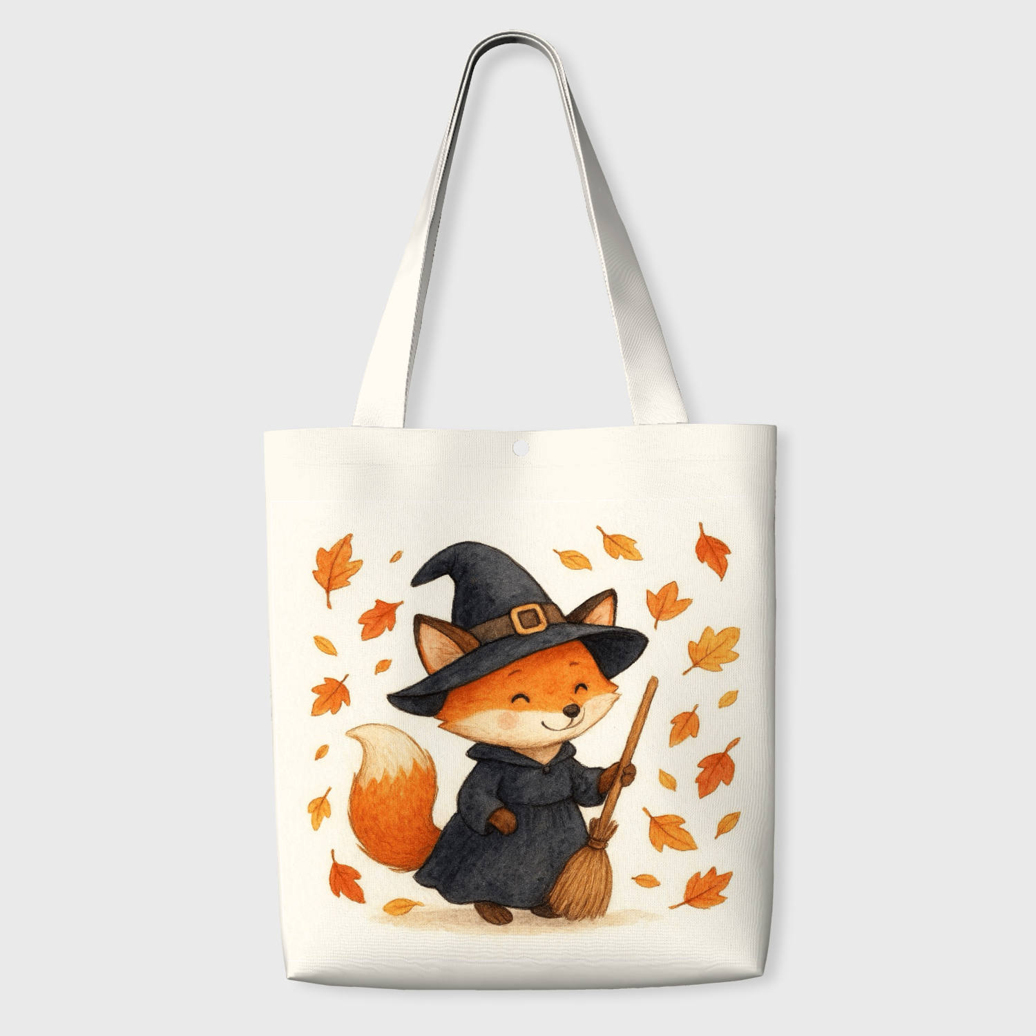 Cute Witch Fox Tote Bag for Fox Lovers Halloween Use