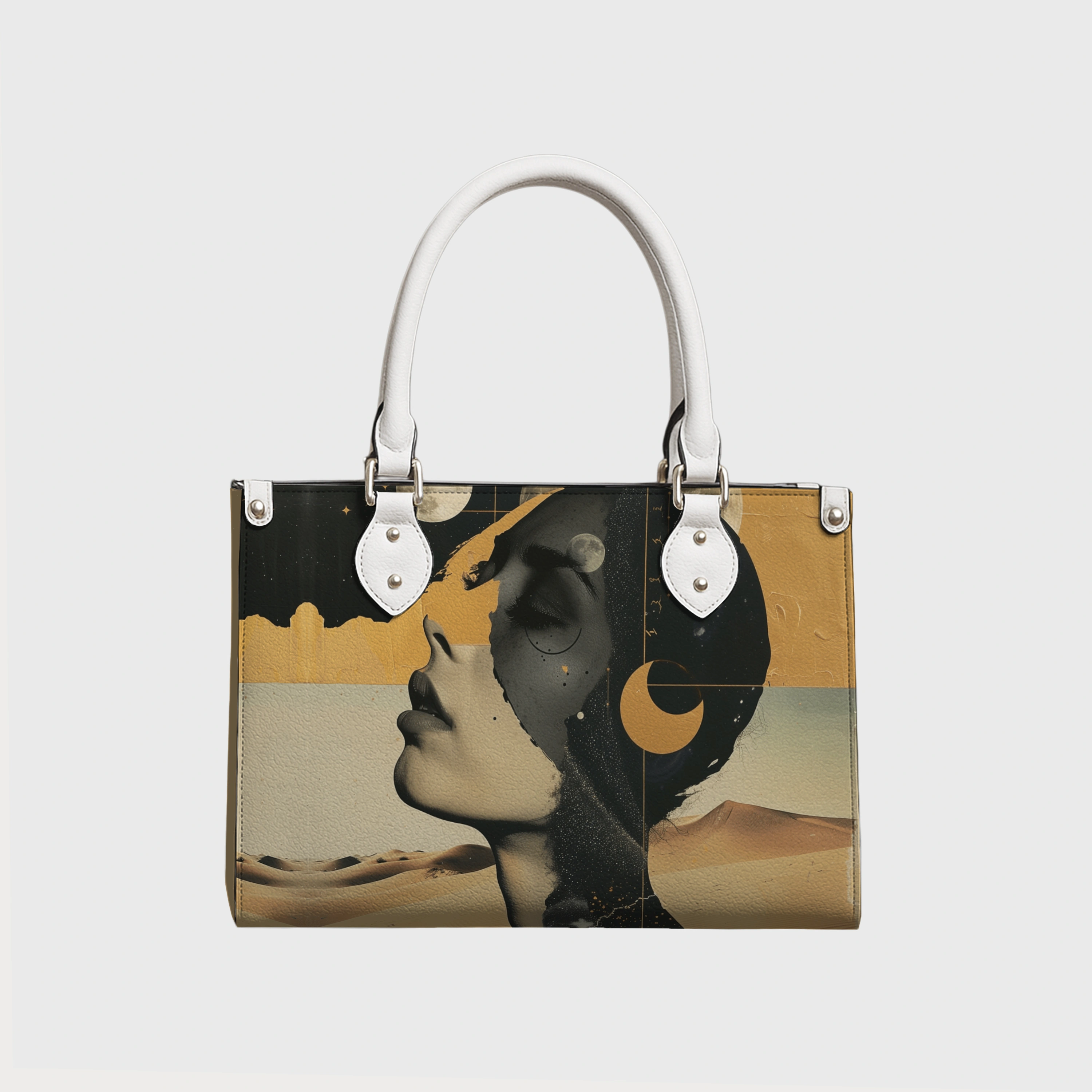 Celestial Desert Woman Leather Tote Bag for Women Daily Use