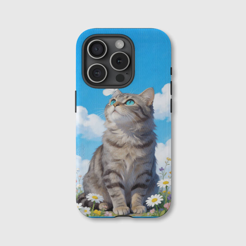 Cute Blue Sky Tabby Cat Magnetic Phone Case for Cat Lovers Birthday Gifting