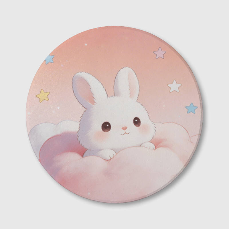 Cute Kawaii Bunny Ceramic Coaster for Rabbit Lovers Easter Gift