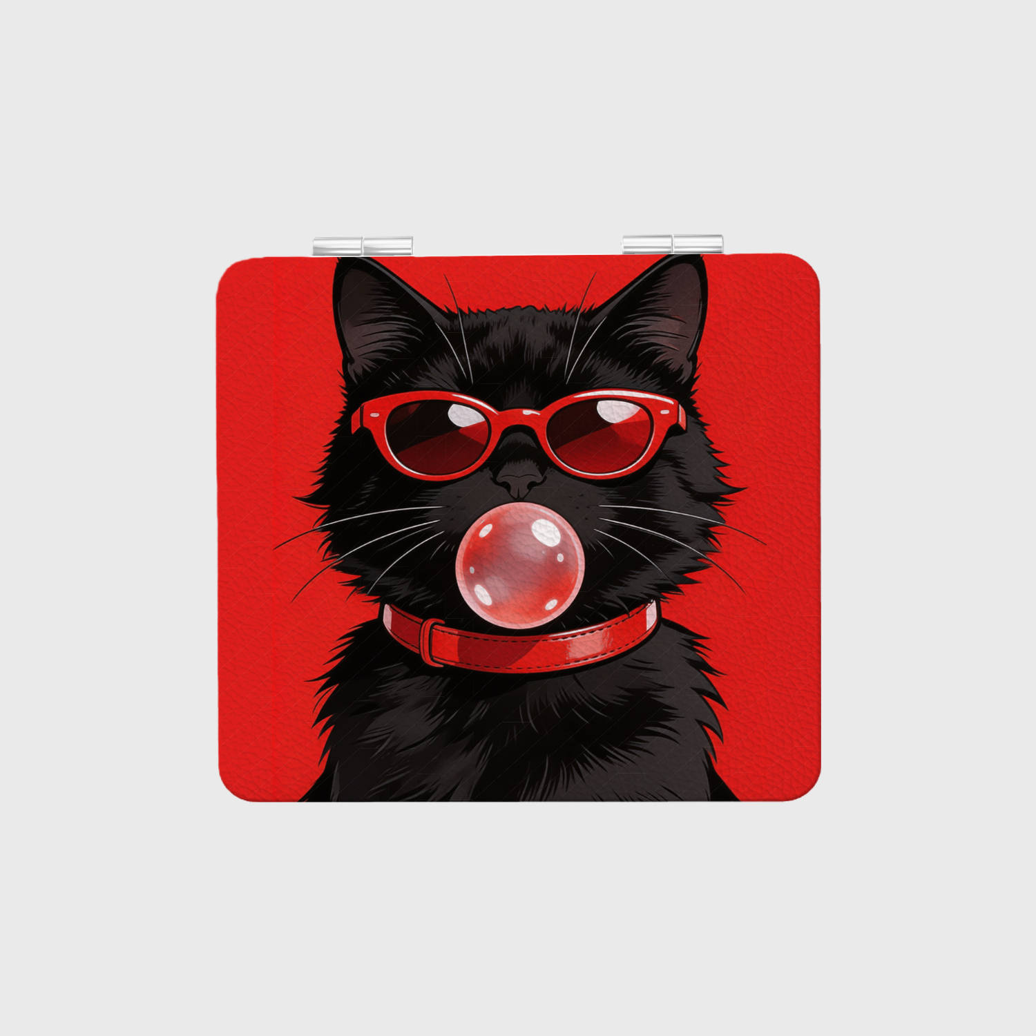 Black Cat Square Pocket Makeup Mirror for Cat Lovers Gift