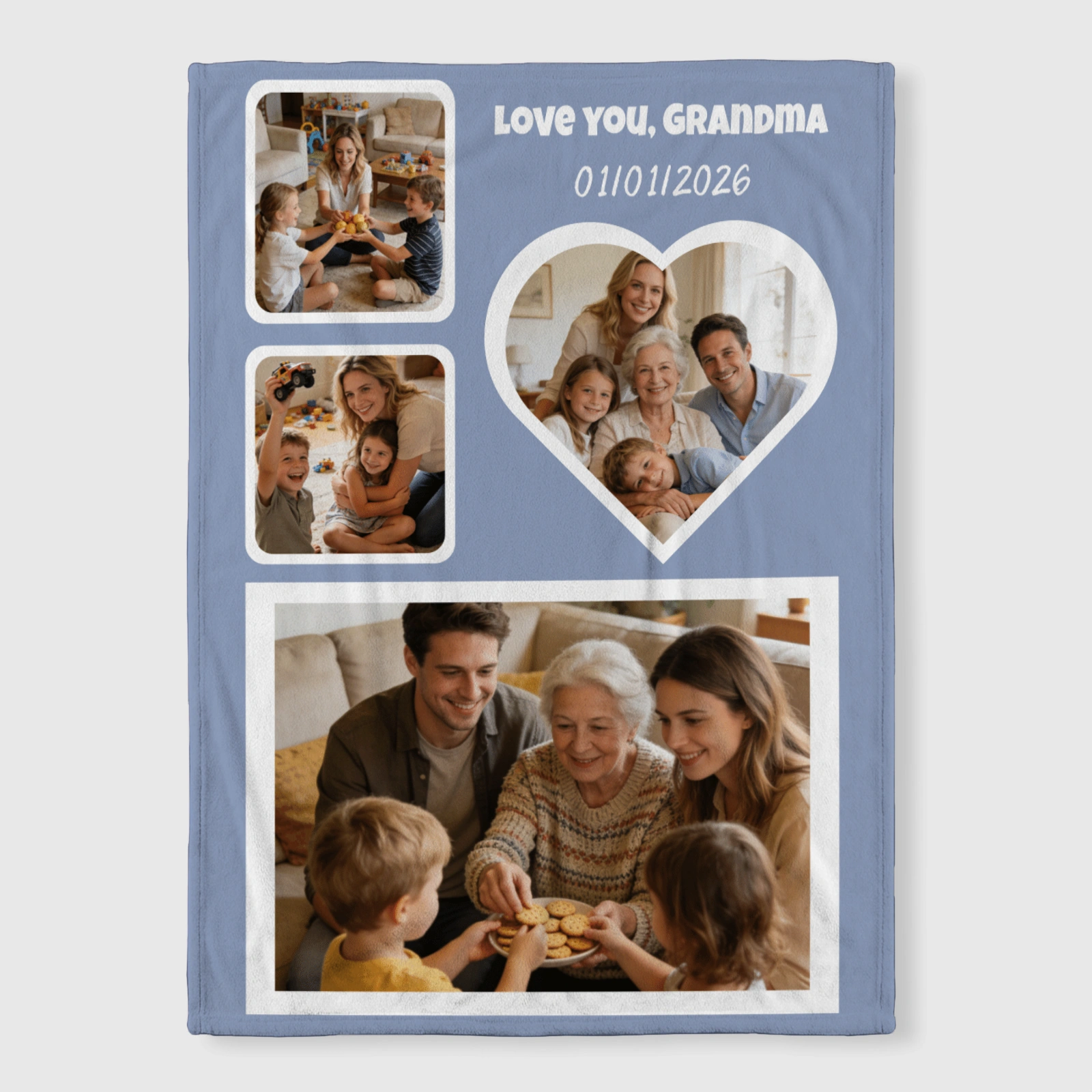 Custom Photo Collage Fleece Blanket for Grandma Grandparent Gift