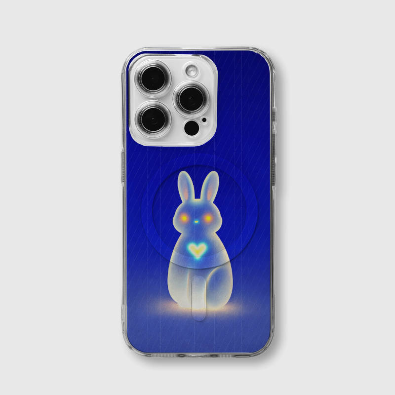 Glow Bunny Clear Magnetic iPhone Case Cute Gift for Birthdays Holidays and Special Occasions