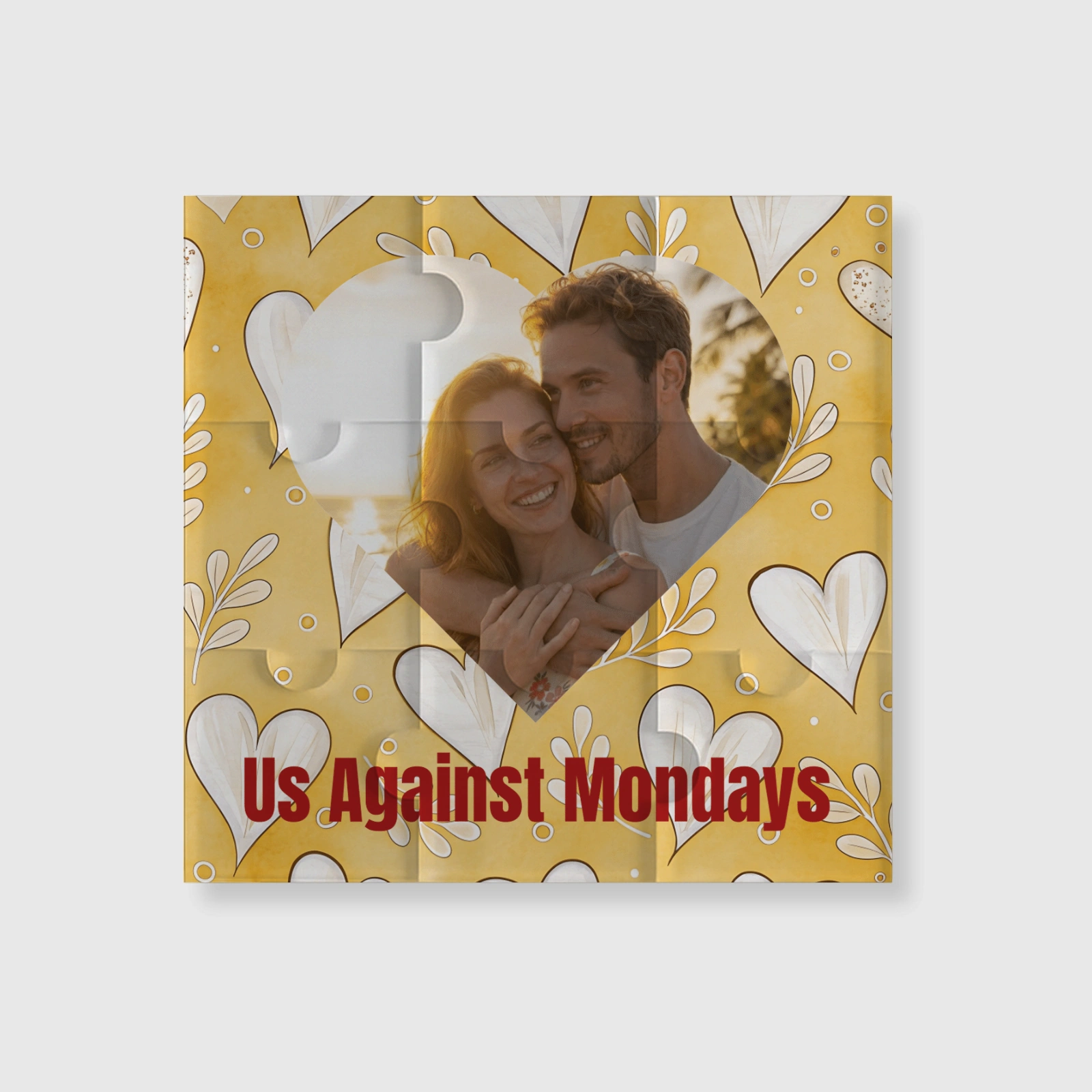Personalized Heart Floral Puzzle Fridge Magnet for Couples Valentines Gift
