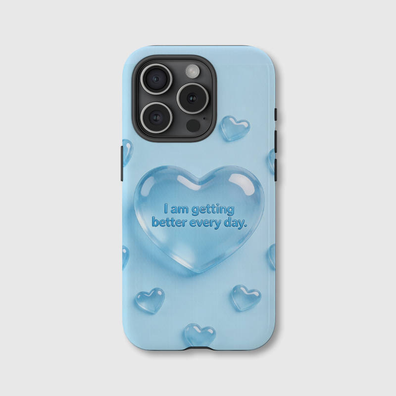 Cute Light Blue Heart Positive Affirmation Magnetic Phone Case for Gifting & Everyday Use