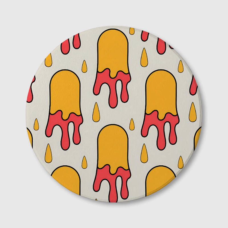 Retro Dripping Popsicle Ceramic Coaster for Summer Use