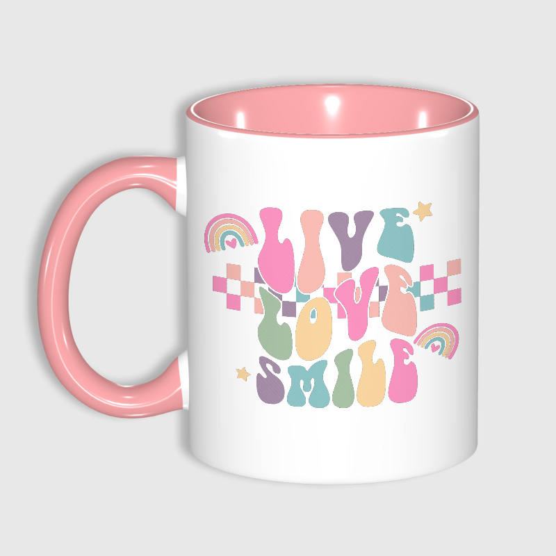 Pastel Live Love Smile 11oz Mug for Her Birthday Gift