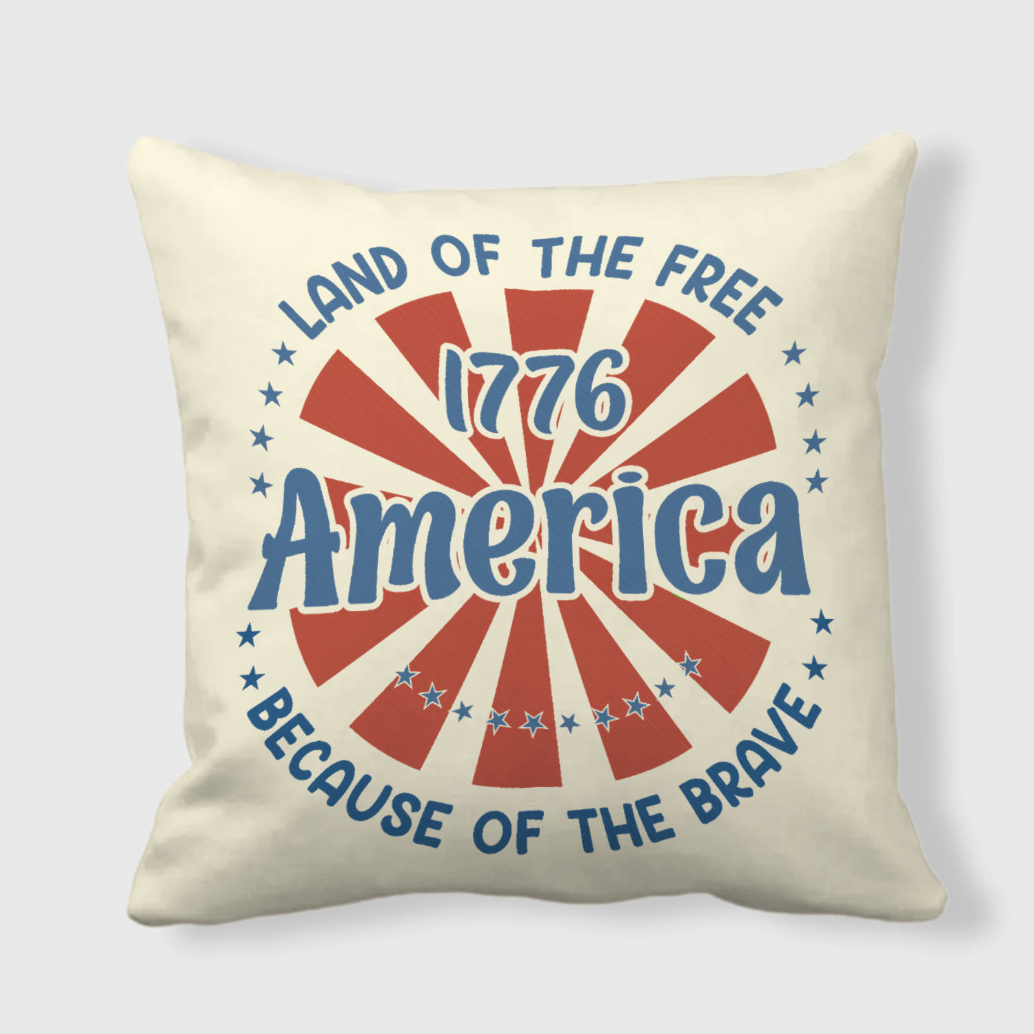 Patriotic 1776 America Square Throw Pillow for 4th July Gifts