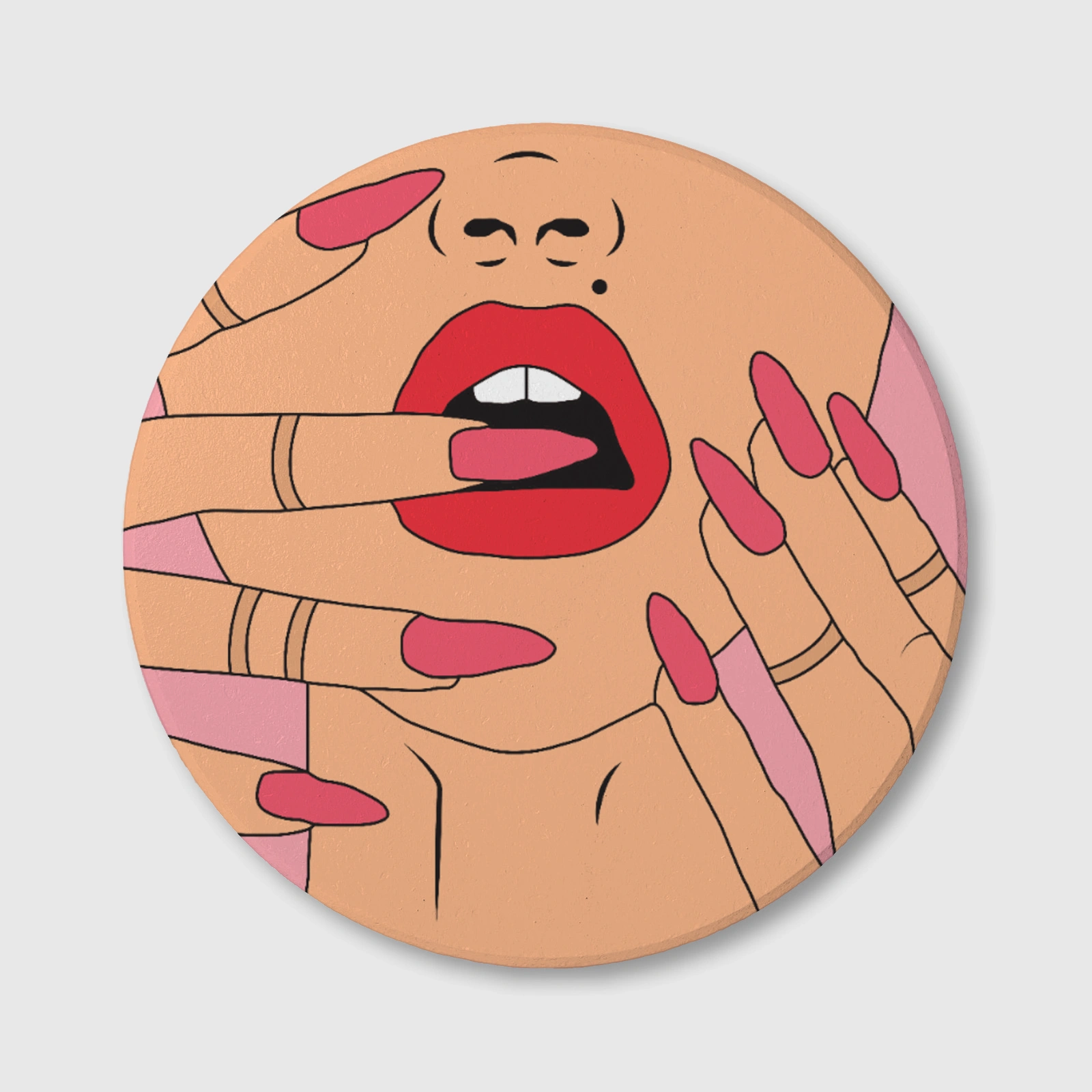 Retro Pop Art Lips Ceramic Coaster for Her Valentine's Gift