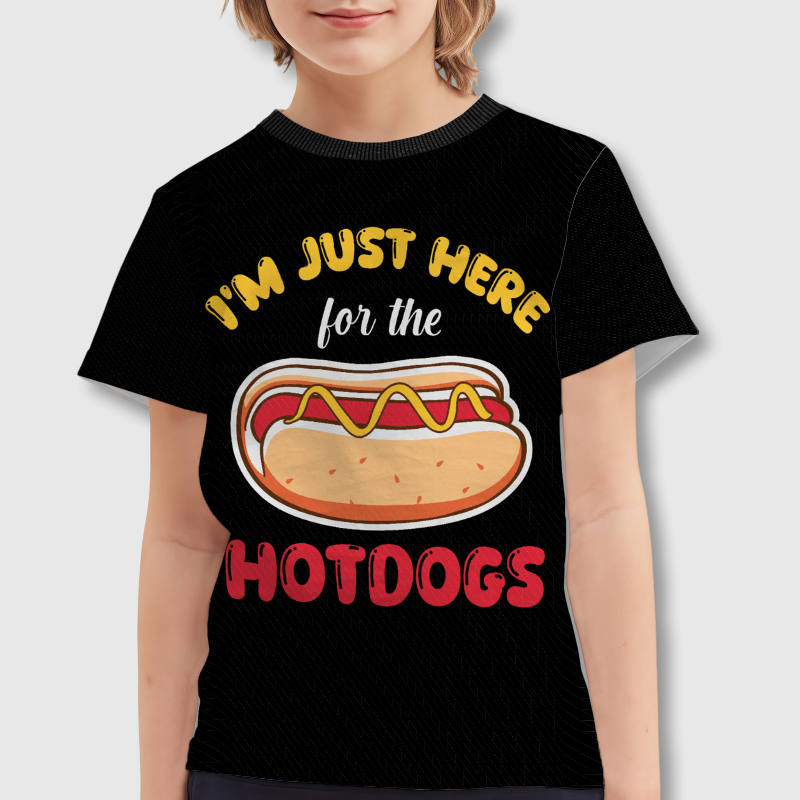Funny Hot Dog Quote Kids Tee for Boys Girls Casual Wear