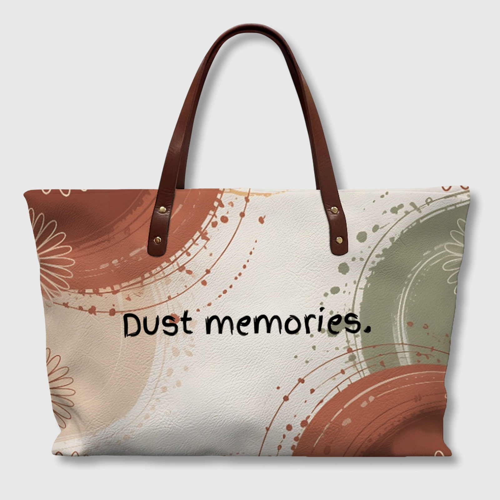 Boho Floral Quote PU Leather Tote Bag for Women Daily Use