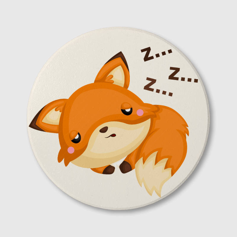 Sleeping Cartoon Fox Ceramic Coaster for Pet Lovers Daily Use