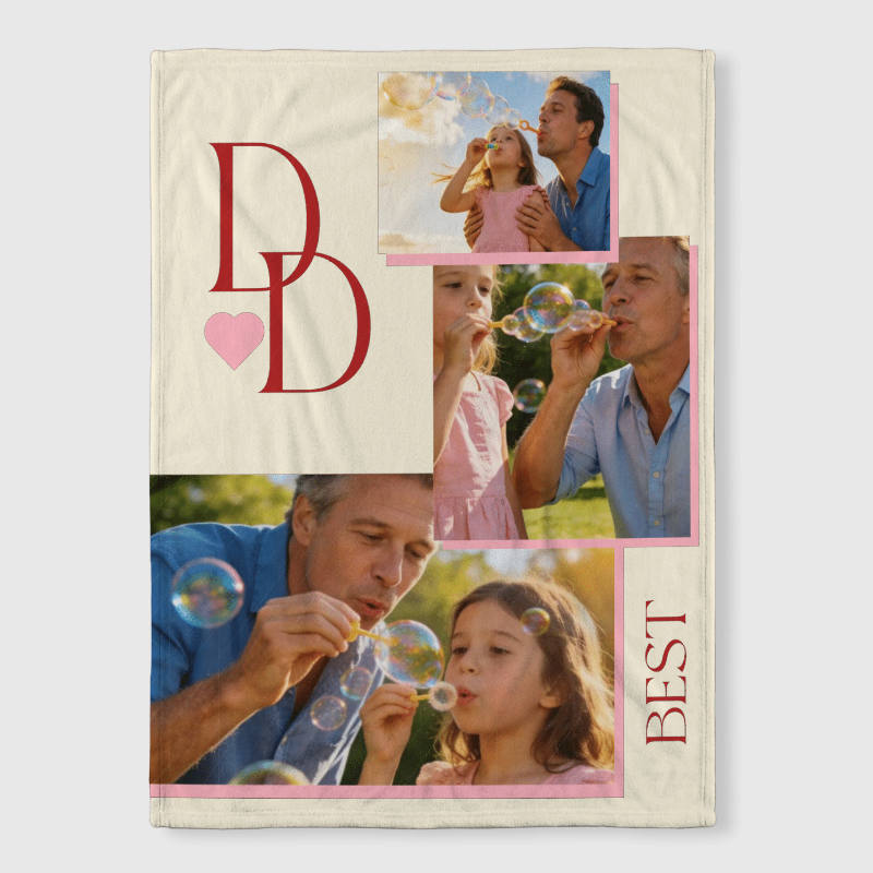 Custom Photo Collage Fleece Blanket for Dad Father's Day Gift