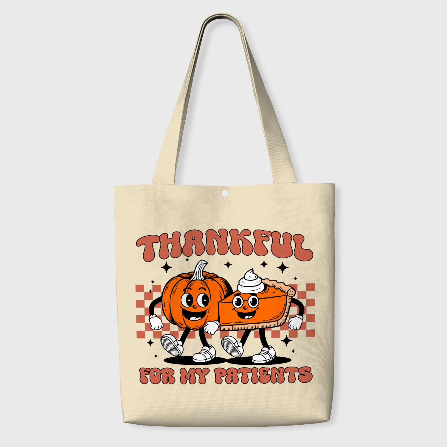Retro Pumpkin Tote Bag for Nurses Thanksgiving Gift