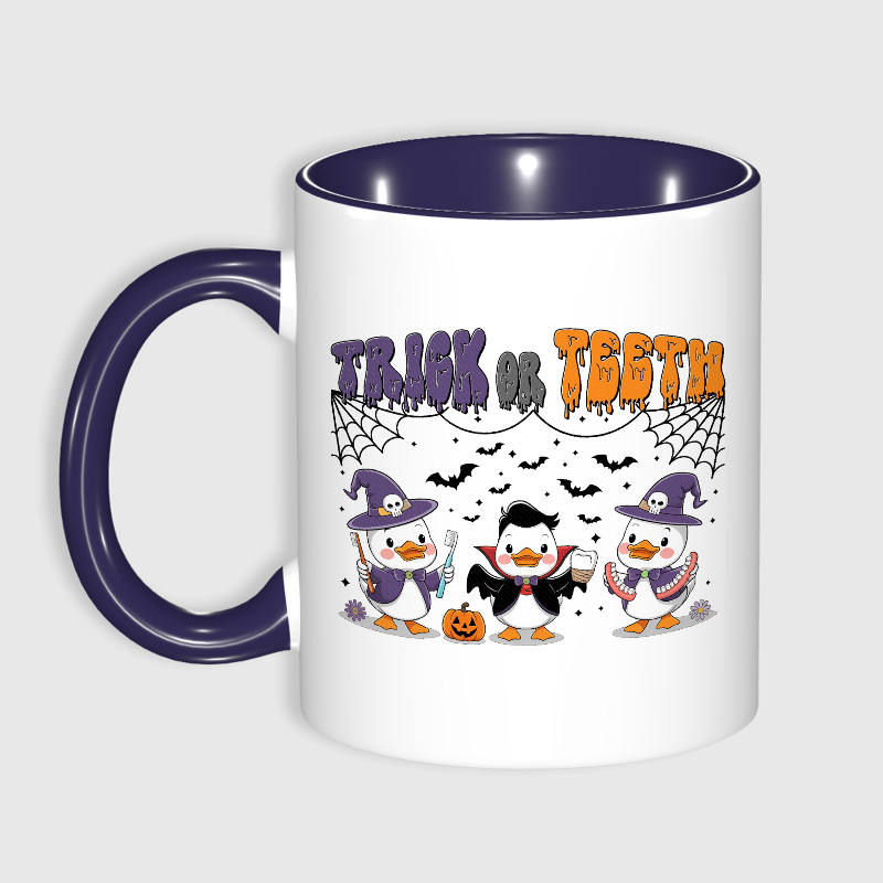 Cute Trick or Teeth Duck Mug for Dentist Halloween Gift