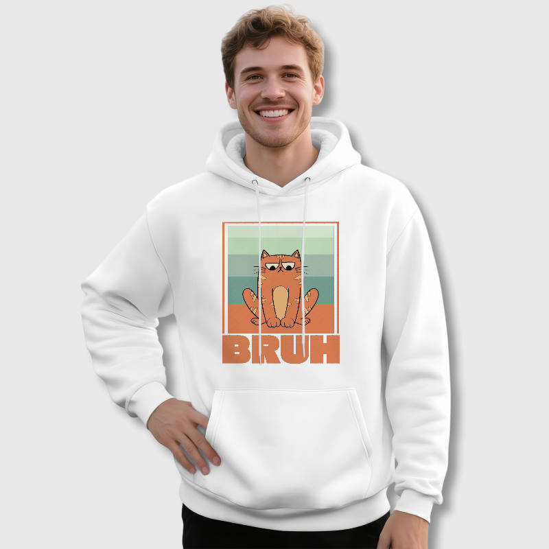 Grumpy Cat BRUH Pullover Hoodie for Cat Lovers Daily Wear
