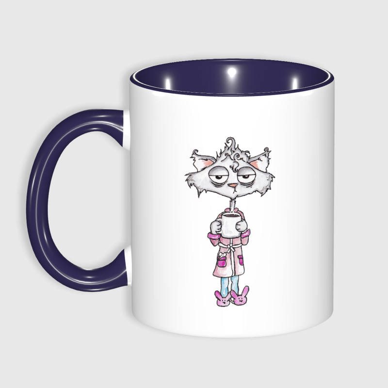 Sleepy Grumpy Cat 11oz Ceramic Mug for Cat Lovers Daily Use
