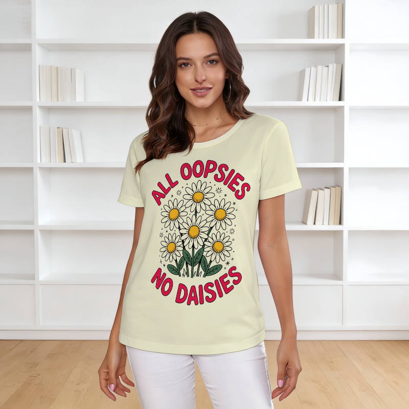 Funny Daisy Quote Women's Short Sleeve T-Shirt for Daily Wear