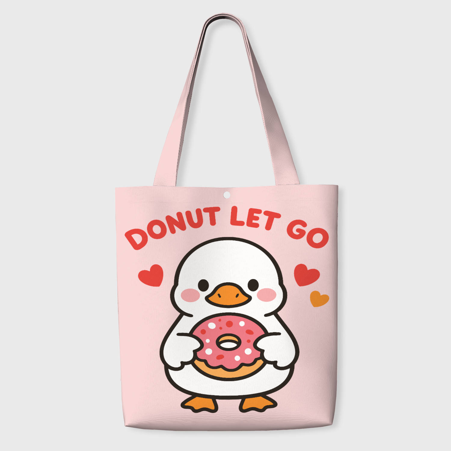 Cute Donut Duck Pink Tote Bag for Animal Lovers Daily Use