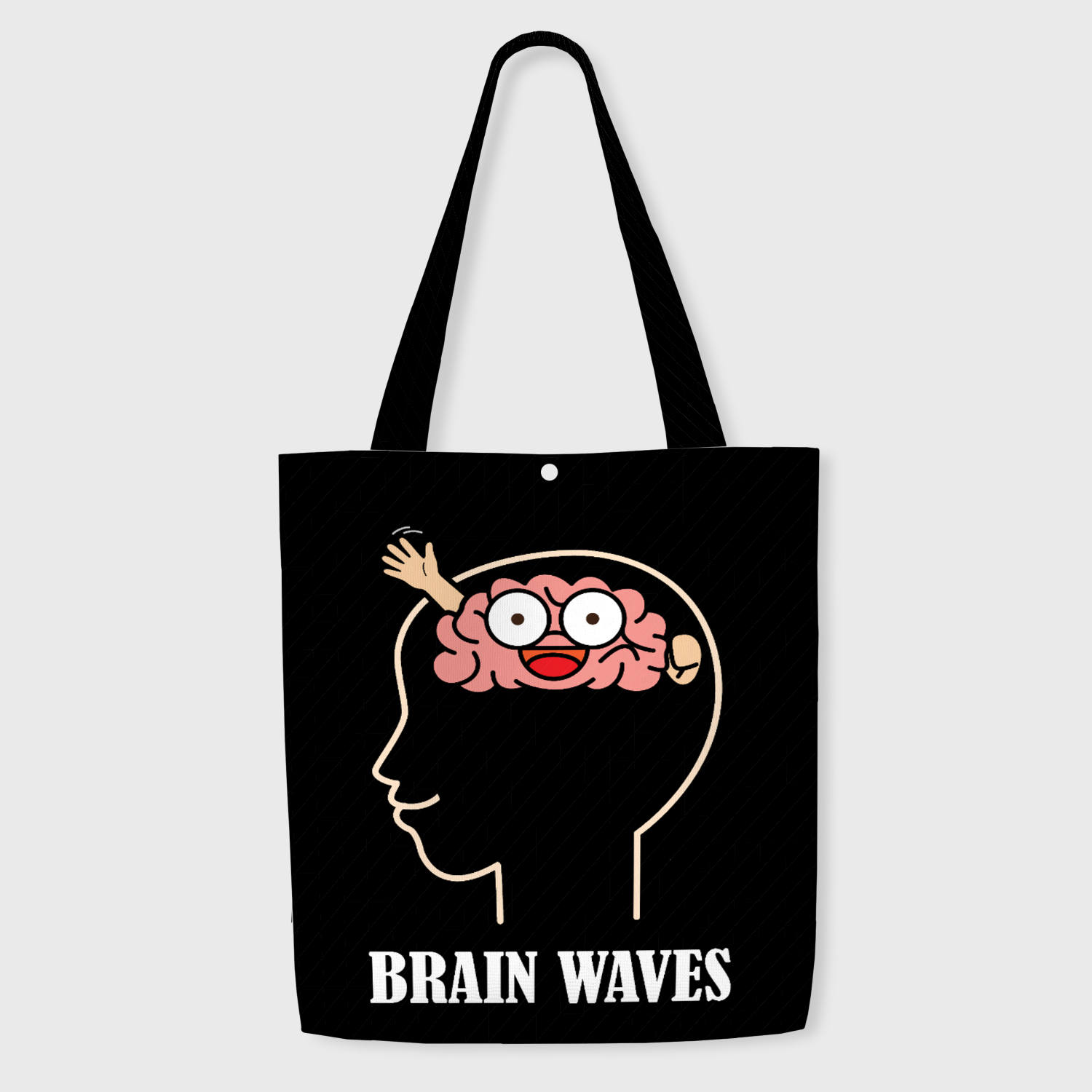 Funny Brain Waves Pun Tote Bag for Students Daily Use
