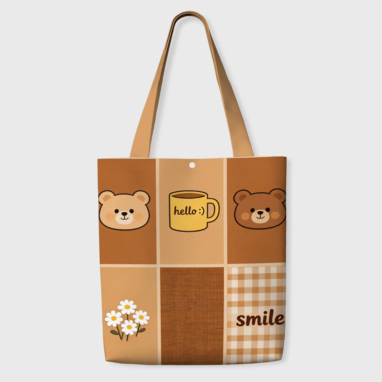 Cute Brown Bear Tote Bag for Animal Lovers Daily Use Gift