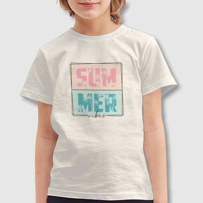 Summer Palm Tree Print Kids T-Shirt for Summer Daily Wear