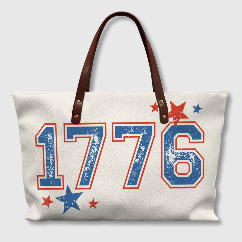 1776 Patriotic PU Tote Bag for Americans Daily Use