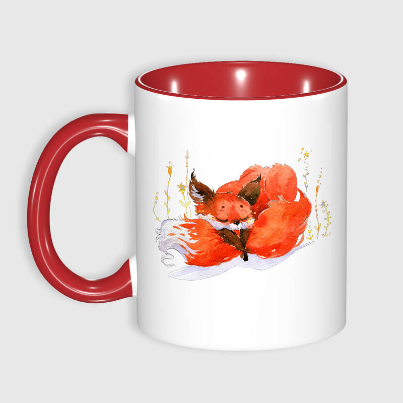 Watercolor Sleeping Fox Ceramic Mug for Fox Lovers Daily Use