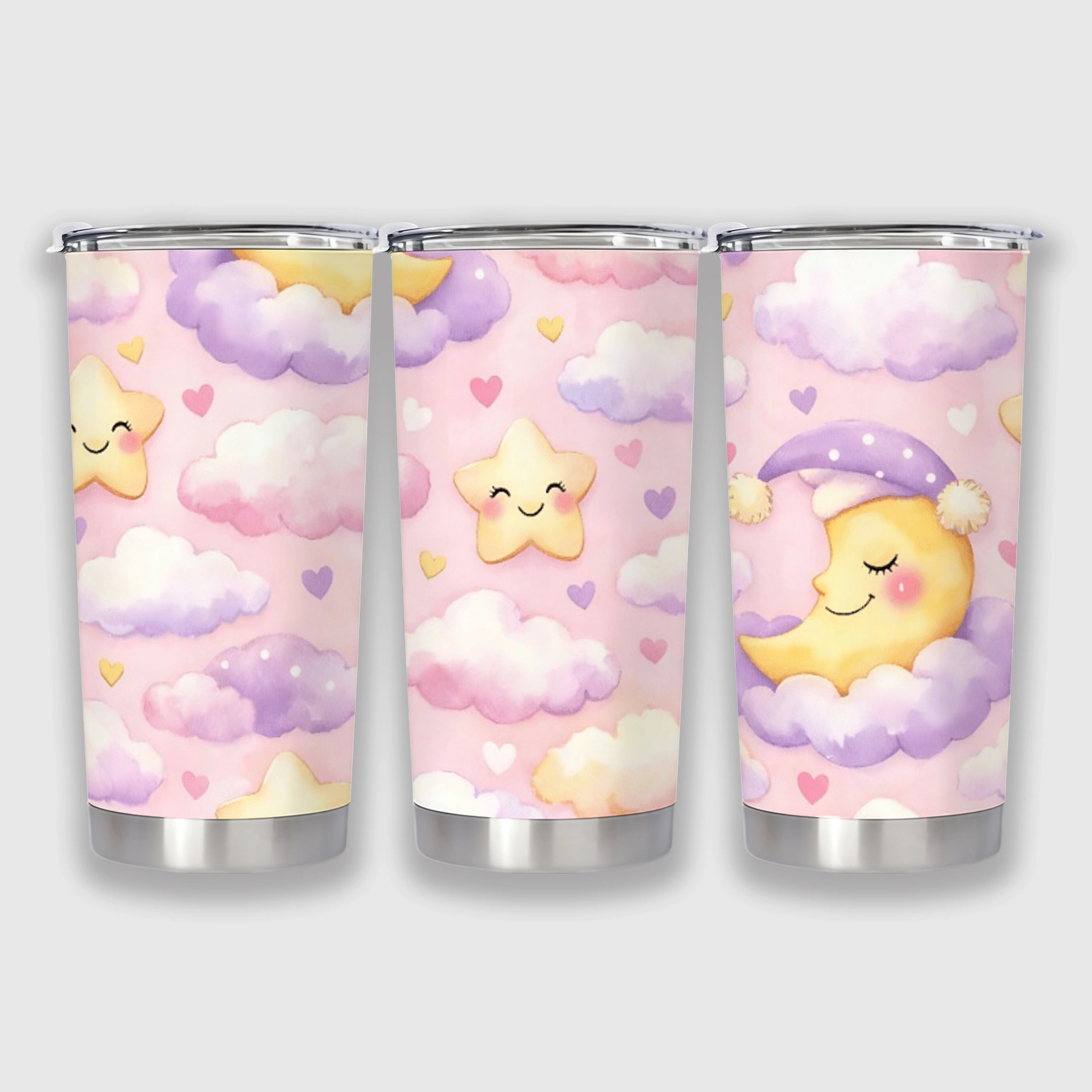 Pastel Moon Star 20oz Insulated Tumbler for Girls Gift