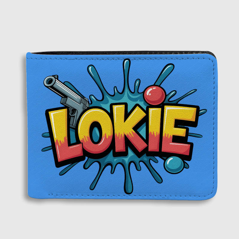 Lokie Gun Graphic Slim Wallet Gamer Birthday Gift
