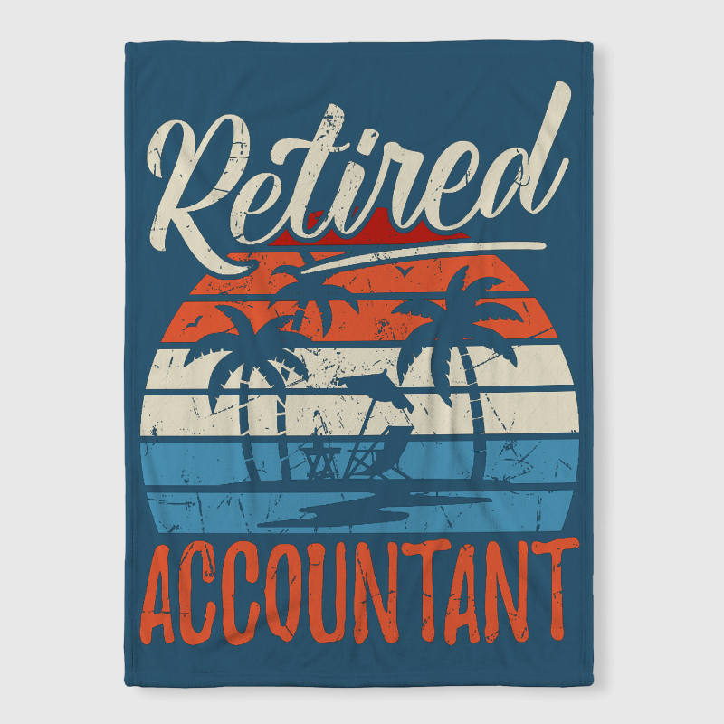 Retro Beach Retired Accountant Fleece Blanket Gift