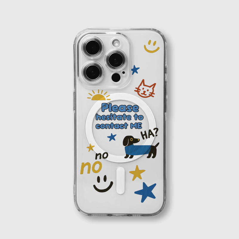 Cute Doodle Clear MagSafe iPhone Case for Gifts, Shockproof Anti-Yellow Cover for iPhone 15-17 Series
