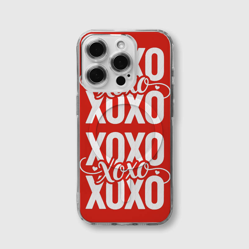 XOXO Red Shockproof MagSafe iPhone Case for 15/16/17 Series | Valentine's Gift for Her