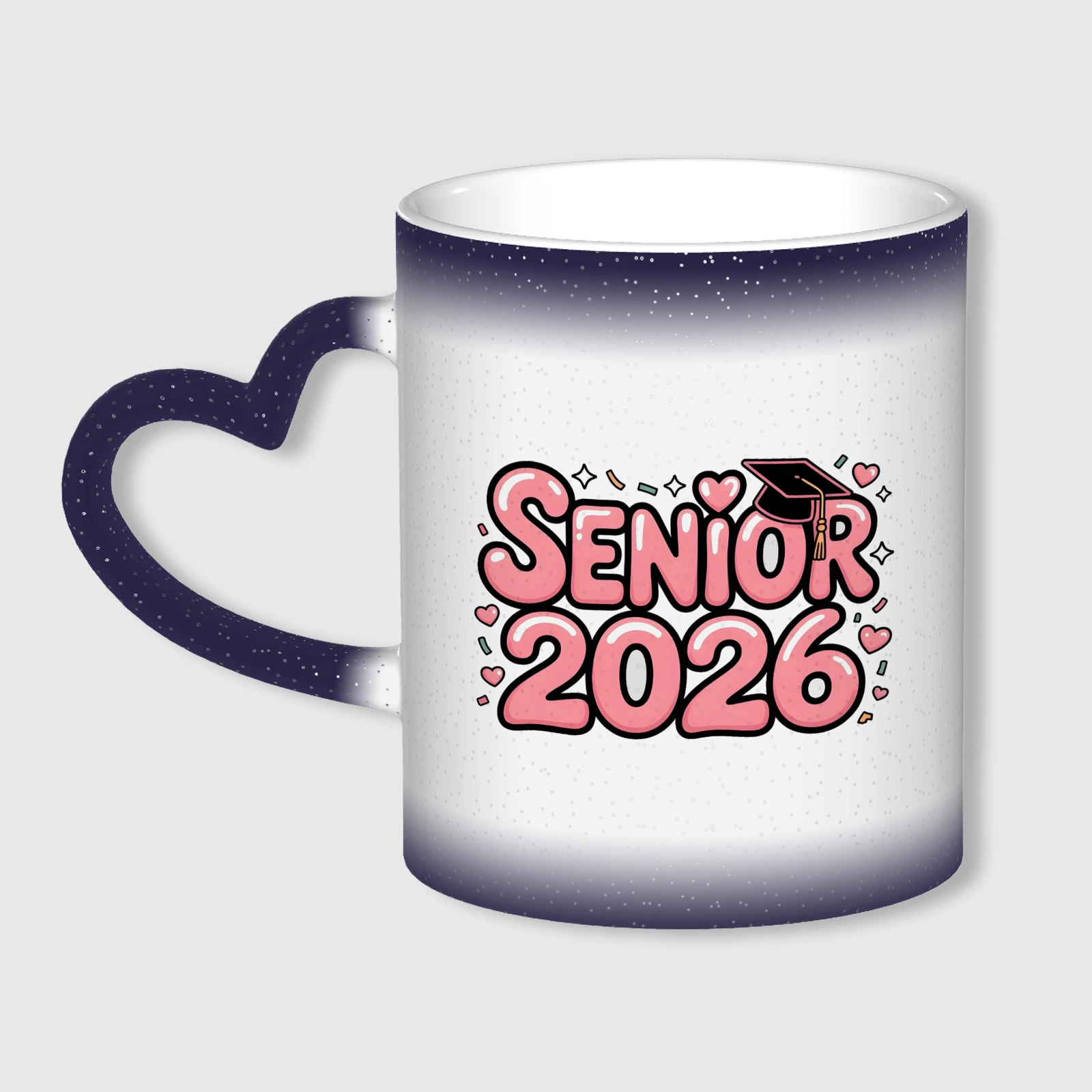 Senior 2026 Starry Sky Color Changing Mug Heart Handle Graduation Gift for High School Seniors